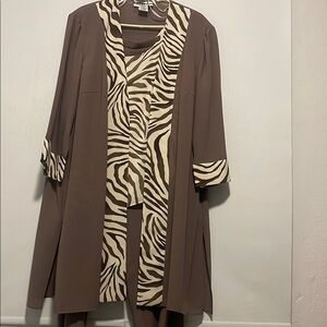 Brown and Zebra Print Three-Piece Set